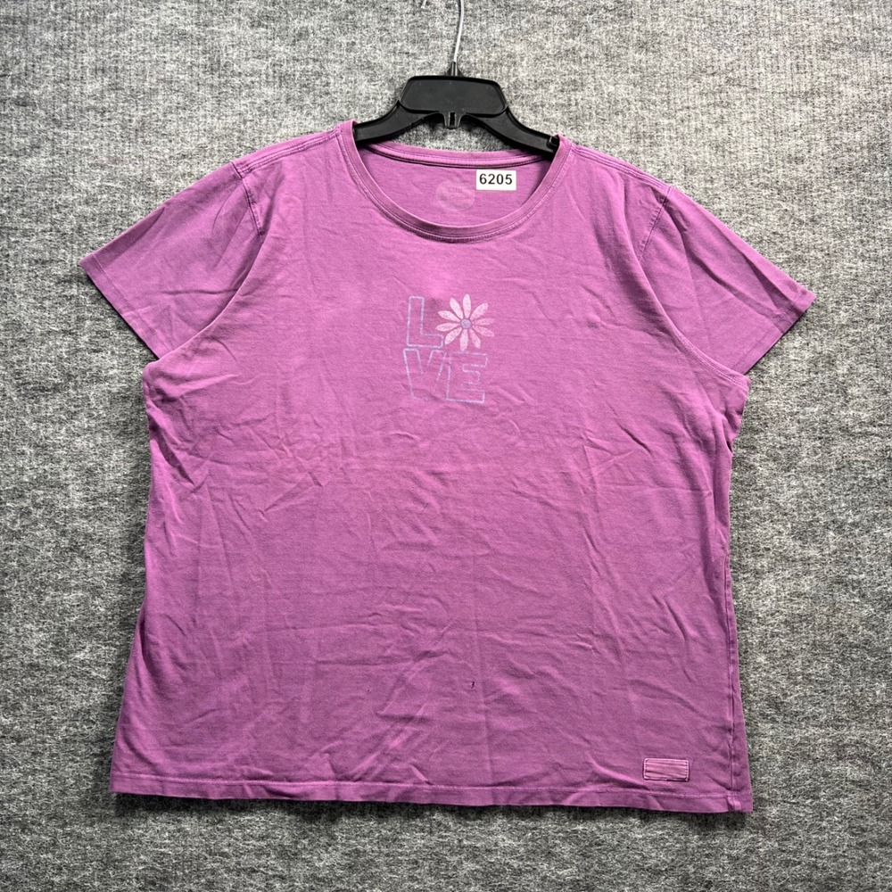 Life is Good Womens XL Purple Love Daisy Graphic T-Shirt Short Sleeve 6205
